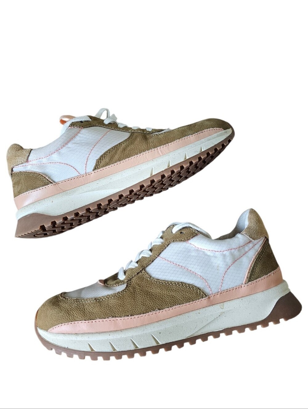 Madewell Suede Everyday Platform Sneakers in White, Pink & Brown Size 7